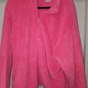 PINK Victoria's Secret Bright Pink Teddy Jacket